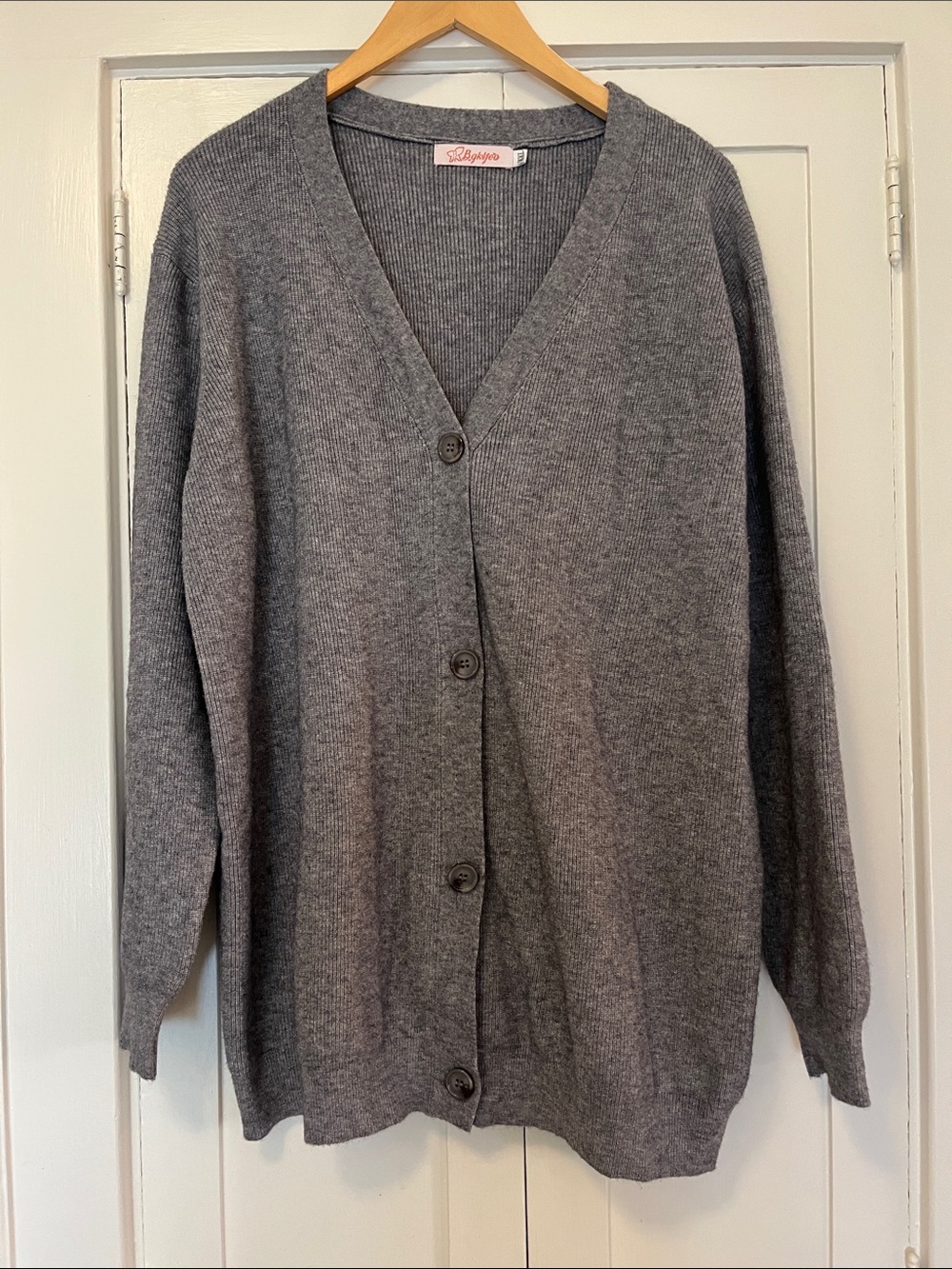 Amazon Gray V-Neck Button Cardigan Sweater